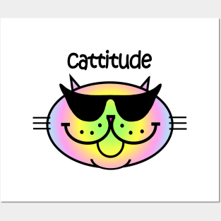 CATTITUDE 2 - SOFT RAINBOW TONES Posters and Art